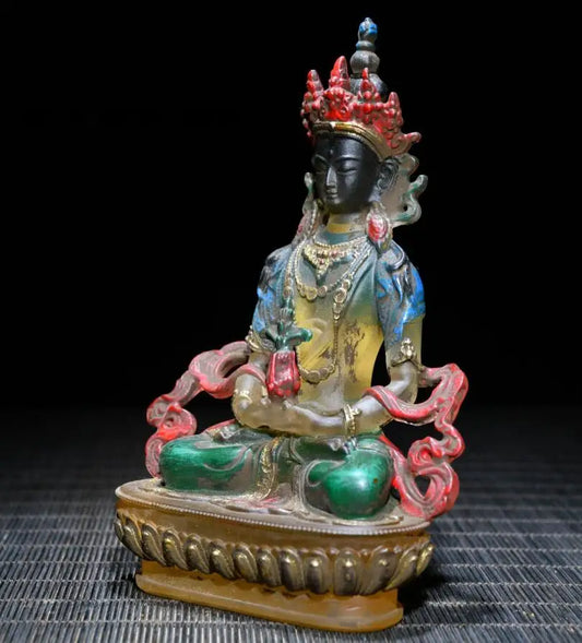 Archaize Coloured glaze Tibetan Buddha crafts statue