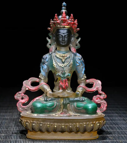 Archaize Coloured glaze Tibetan Buddha crafts statue