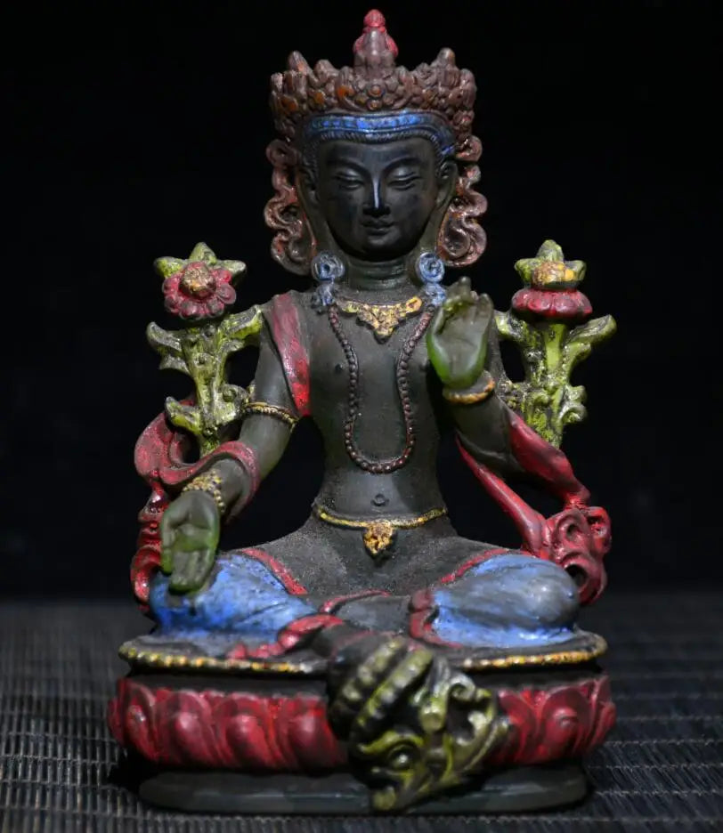 Archaize Coloured glaze Tibetan Buddha crafts statue