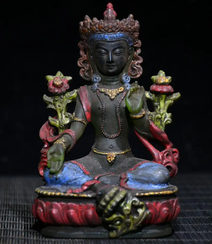 Archaize Coloured glaze Tibetan Buddha crafts statue