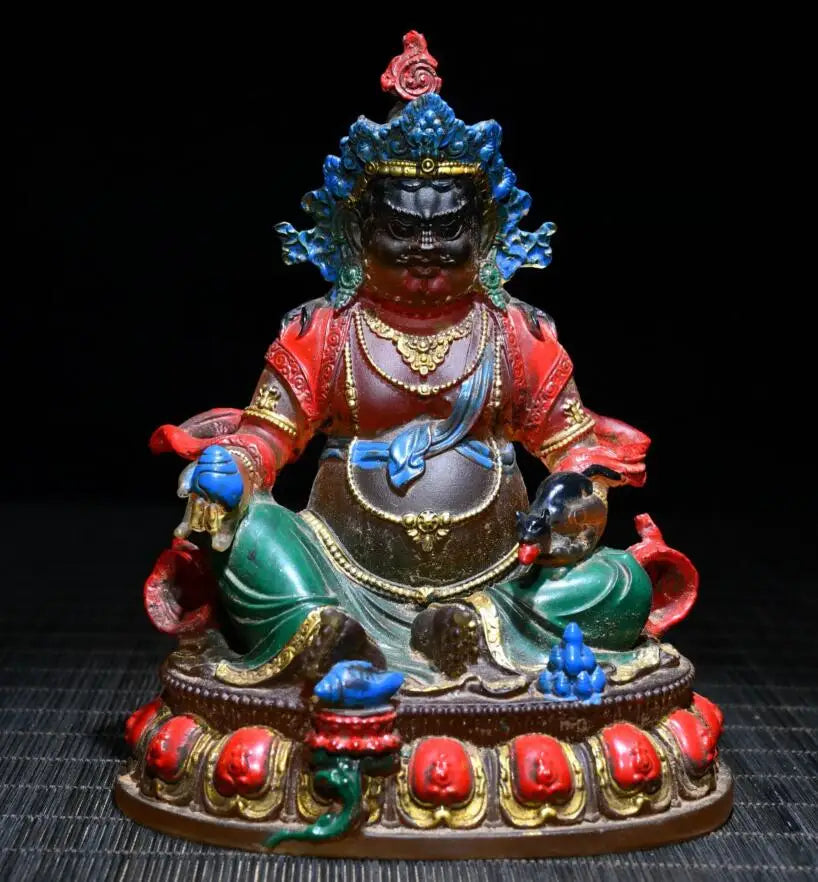 Archaize Coloured glaze Tibetan god of wealth Buddha crafts statue