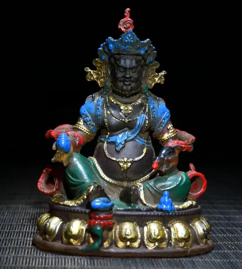 Archaize Coloured glaze Tibetan god of wealth Buddha crafts statue