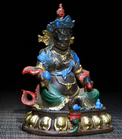 Archaize Coloured glaze Tibetan god of wealth Buddha crafts statue