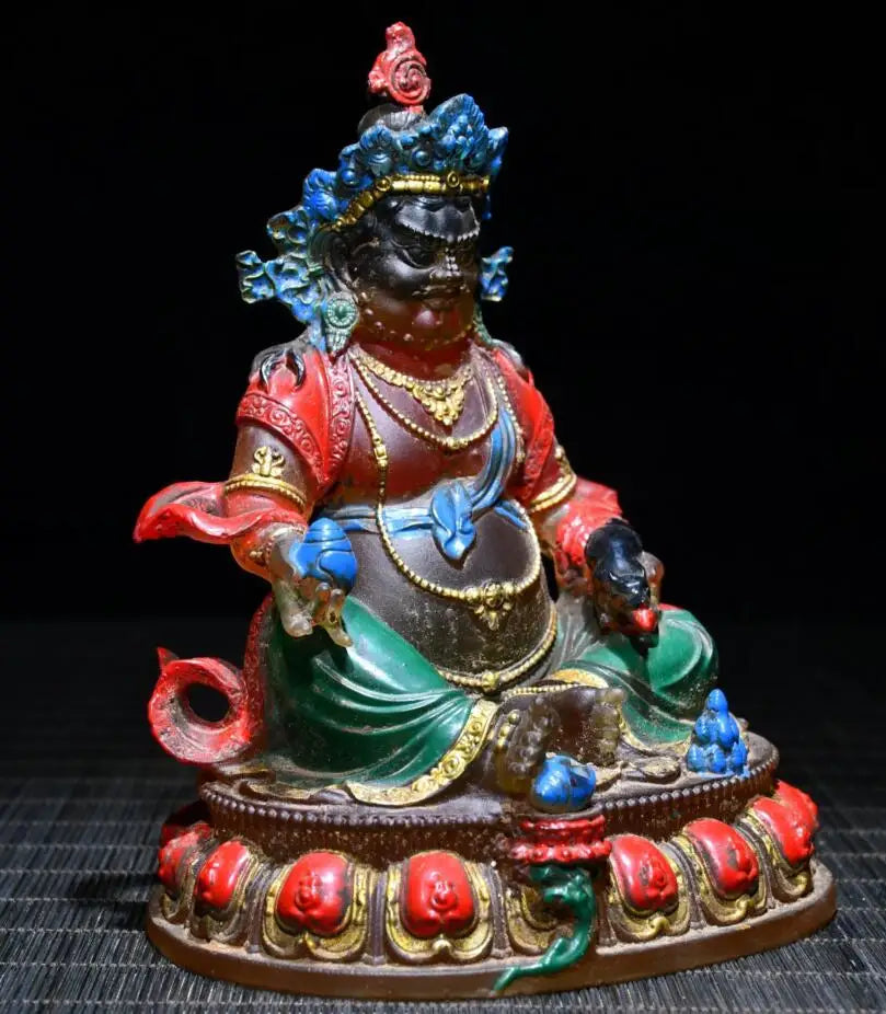 Archaize Coloured glaze Tibetan god of wealth Buddha crafts statue