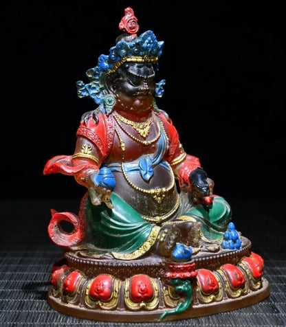 Archaize Coloured glaze Tibetan god of wealth Buddha crafts statue