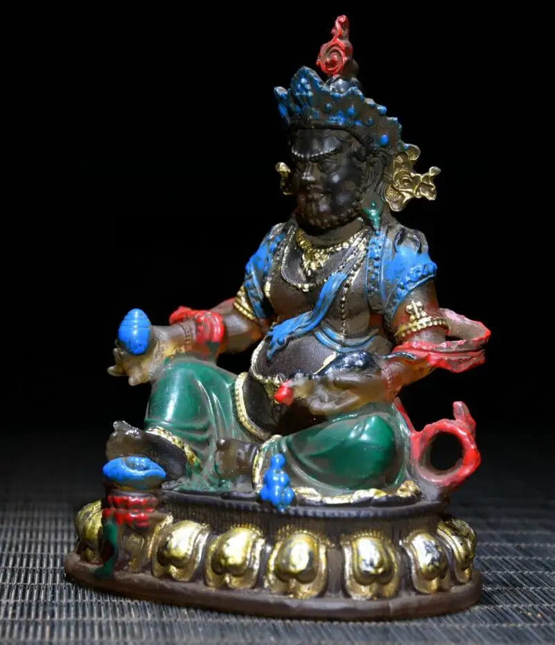 Archaize Coloured glaze Tibetan god of wealth Buddha crafts statue