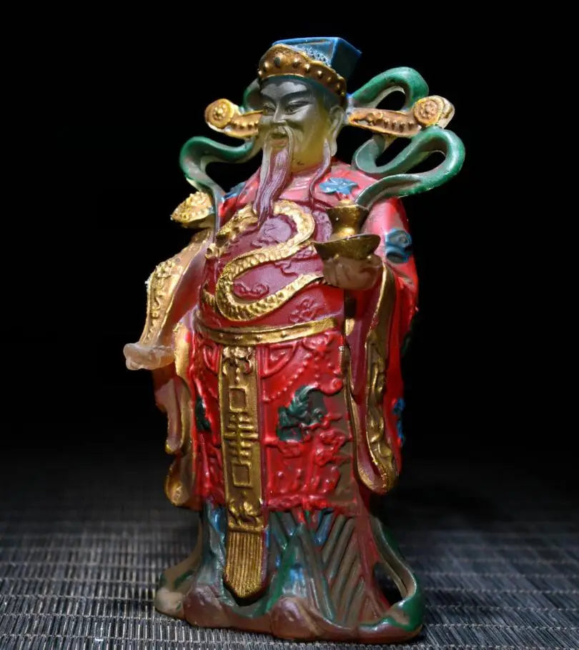 Archaize Coloured glaze god of wealth Buddha crafts statue