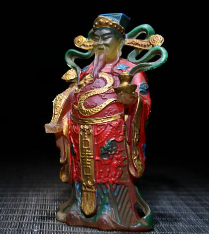 Archaize Coloured glaze god of wealth Buddha crafts statue