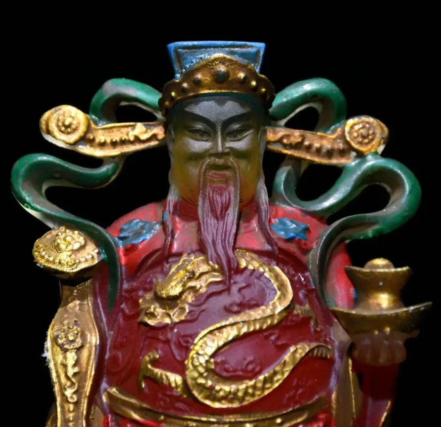 Archaize Coloured glaze god of wealth Buddha crafts statue