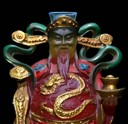 Archaize Coloured glaze god of wealth Buddha crafts statue