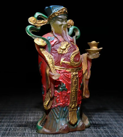 Archaize Coloured glaze god of wealth Buddha crafts statue