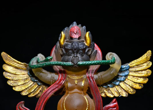 Archaize Coloured glaze gold wings Dapeng bird crafts statue
