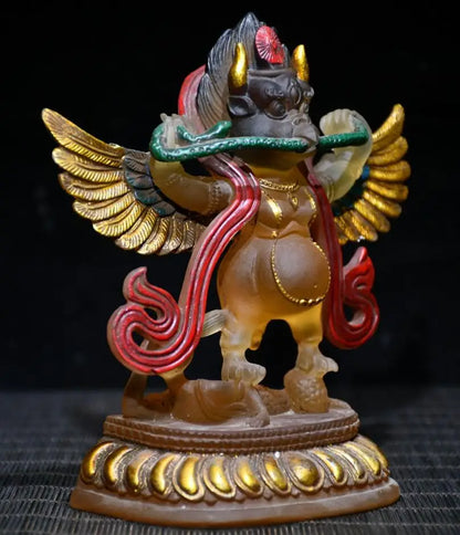 Archaize Coloured glaze gold wings Dapeng bird crafts statue
