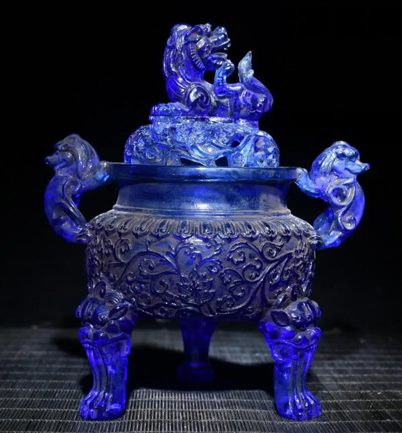 Archaize Coloured glaze lion Incense burner crafts statue