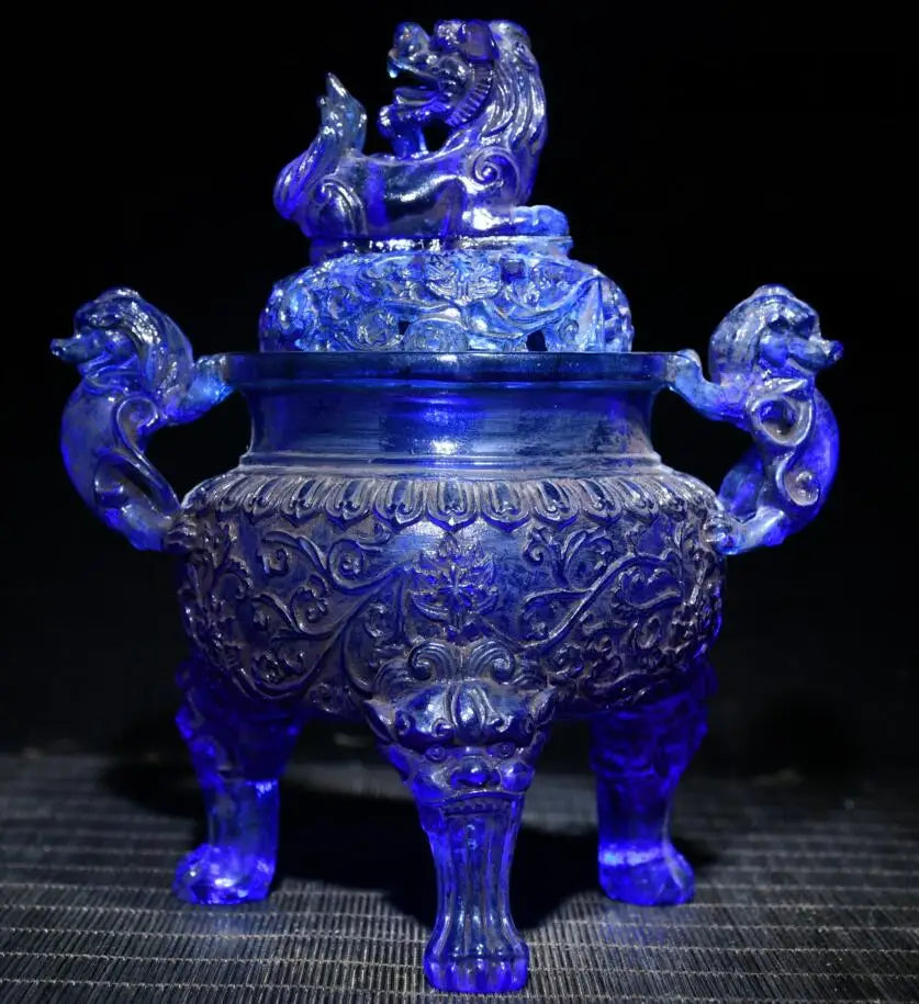 Archaize Coloured glaze lion Incense burner crafts statue