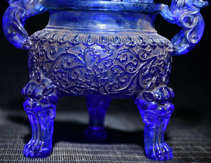 Archaize Coloured glaze lion Incense burner crafts statue