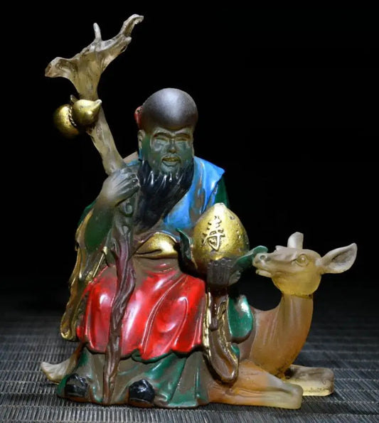 Archaize Coloured glaze longevity Buddha crafts statue