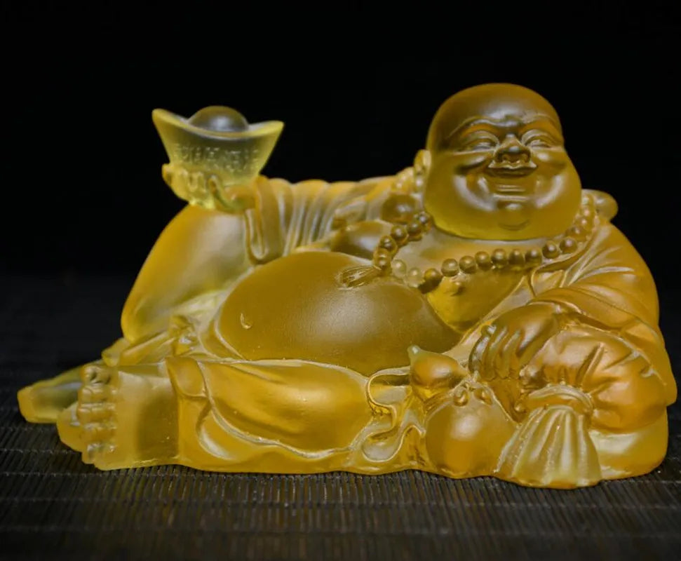 Archaize Coloured glaze maitreya Buddha crafts statue