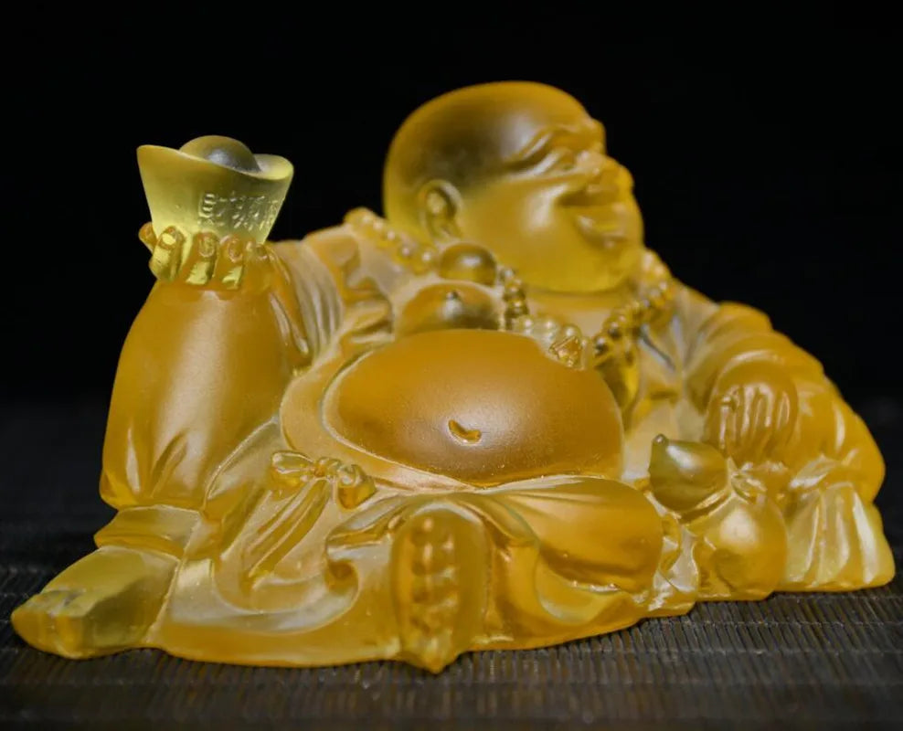 Archaize Coloured glaze maitreya Buddha crafts statue