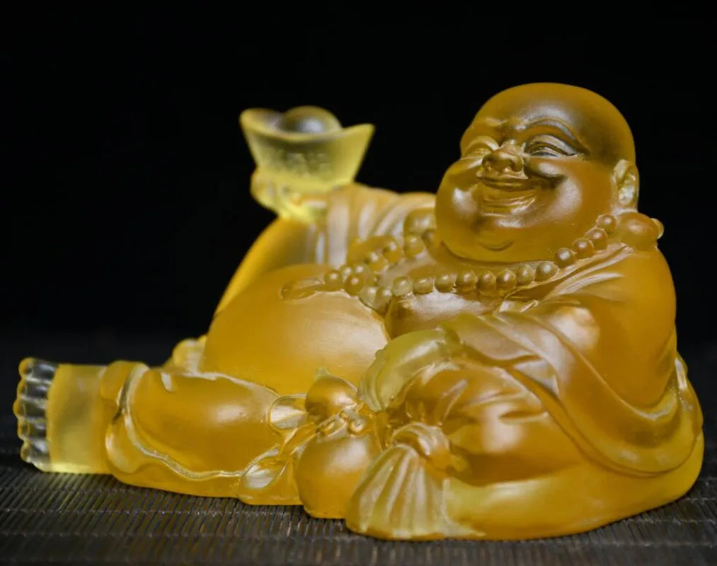 Archaize Coloured glaze maitreya Buddha crafts statue