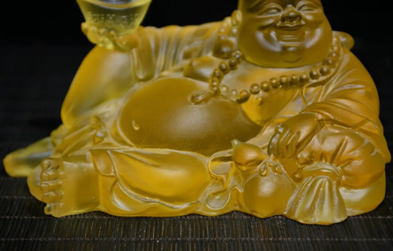 Archaize Coloured glaze maitreya Buddha crafts statue