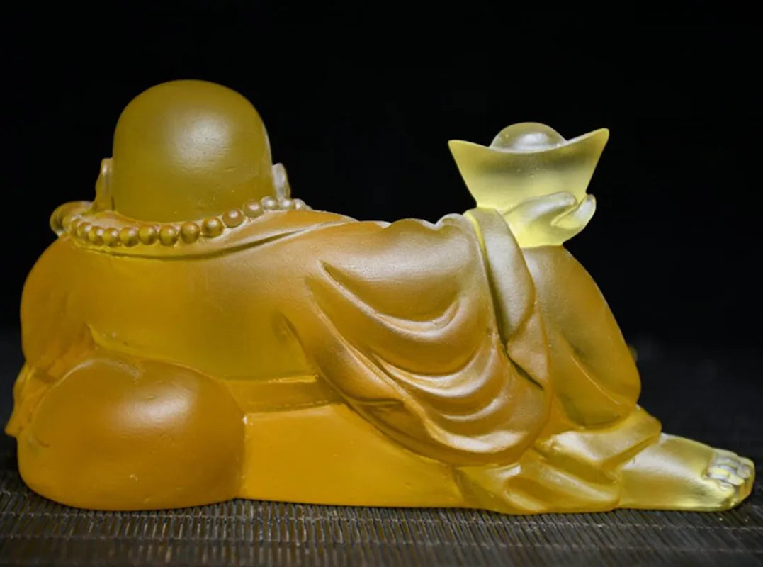 Archaize Coloured glaze maitreya Buddha crafts statue