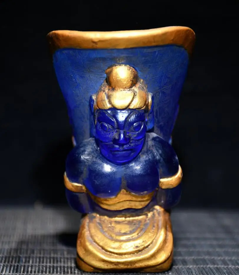 Archaize Coloured glaze people animal cup crafts statue