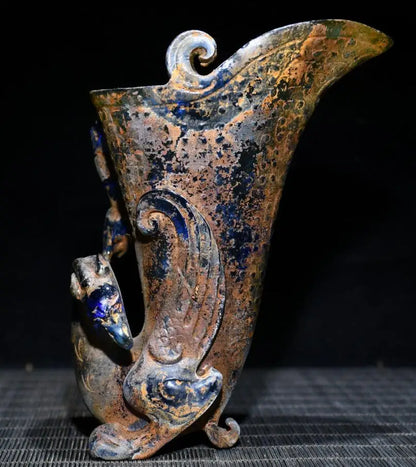 Archaize Coloured glaze people animal cup crafts statue