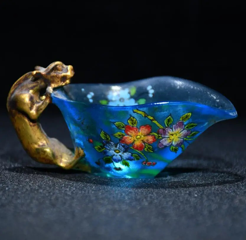 Archaize Coloured glaze people animal cup crafts statue