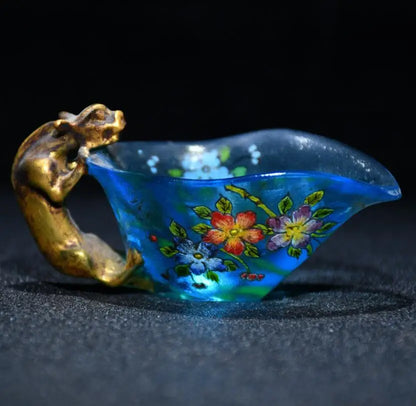 Archaize Coloured glaze people animal cup crafts statue