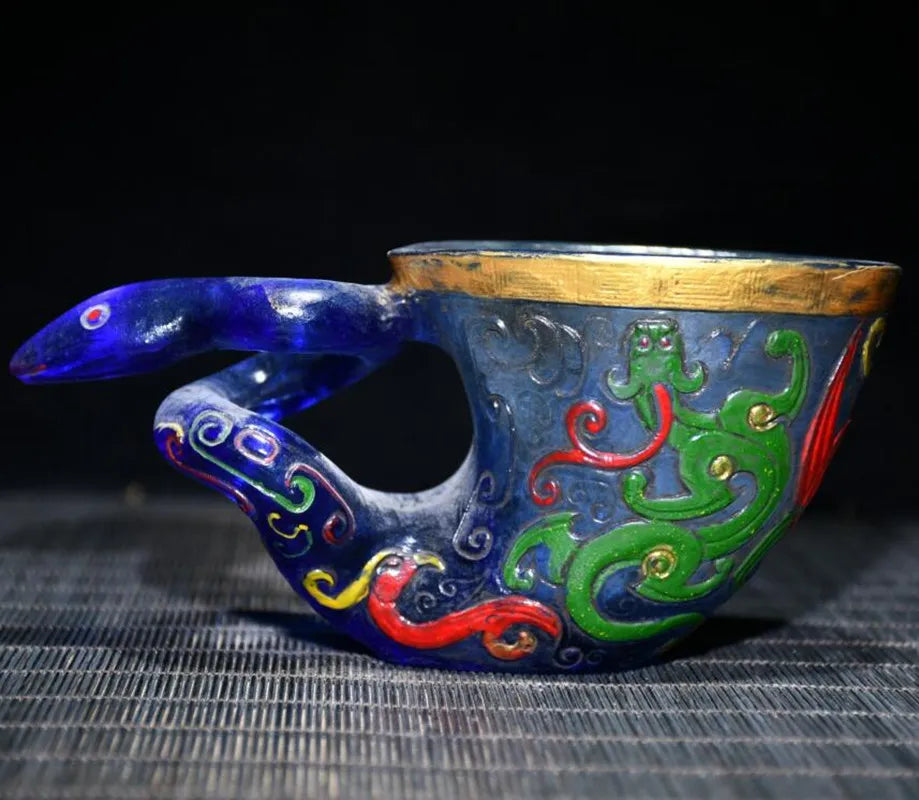 Archaize Coloured glaze people animal cup crafts statue