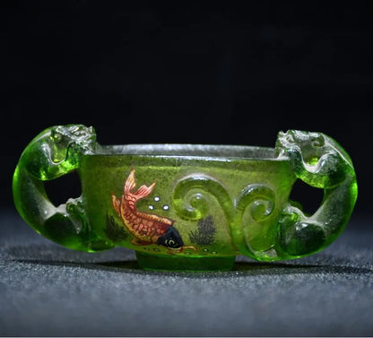 Archaize Coloured glaze people animal cup crafts statue
