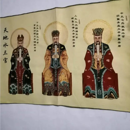 Archaize Heaven and earth water Three officials embroidery Hanging Images crafts