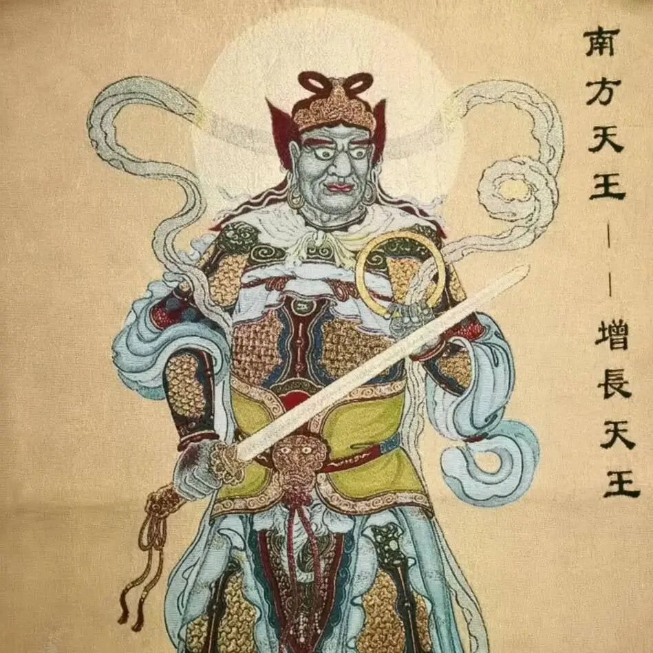 Archaize Heavenly King Buddha embroidery hanging Images crafts