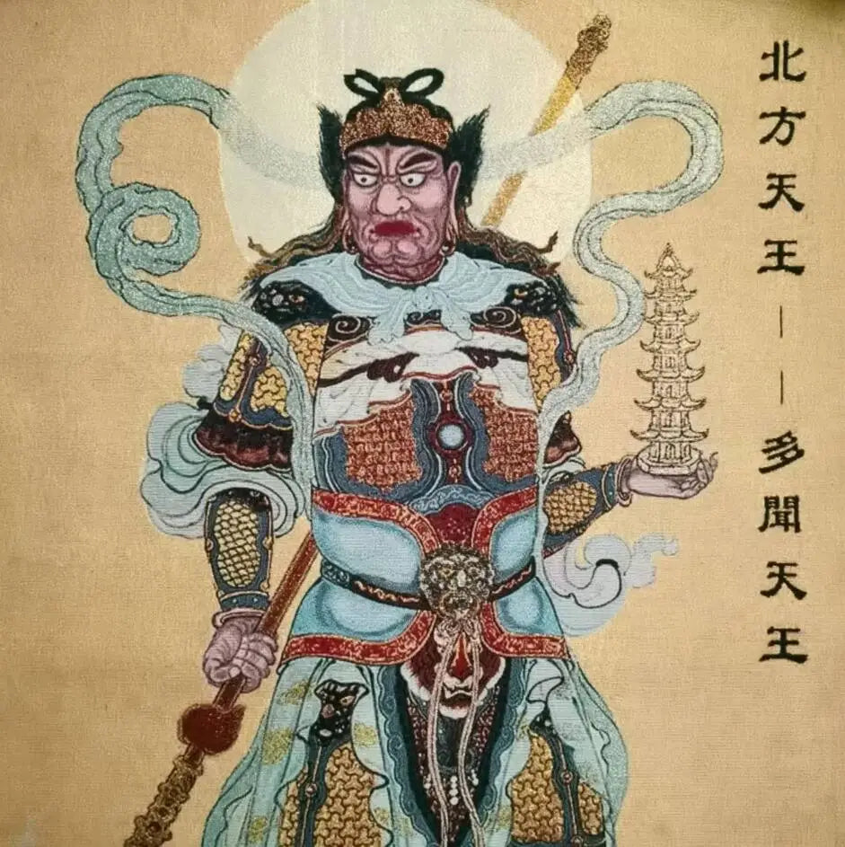 Archaize Heavenly King Buddha embroidery hanging Images crafts