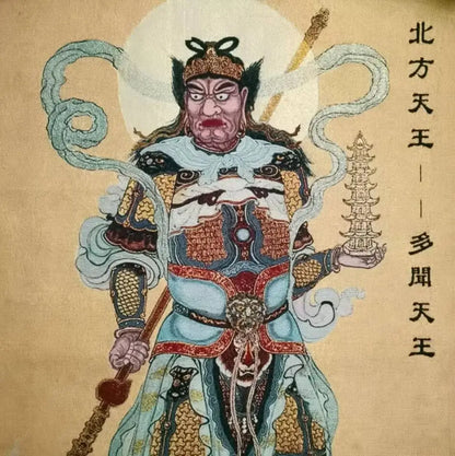 Archaize Heavenly King Buddha embroidery hanging Images crafts