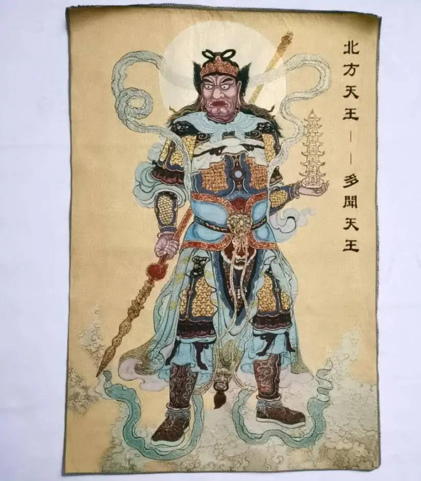 Archaize Heavenly King Buddha embroidery hanging Images crafts