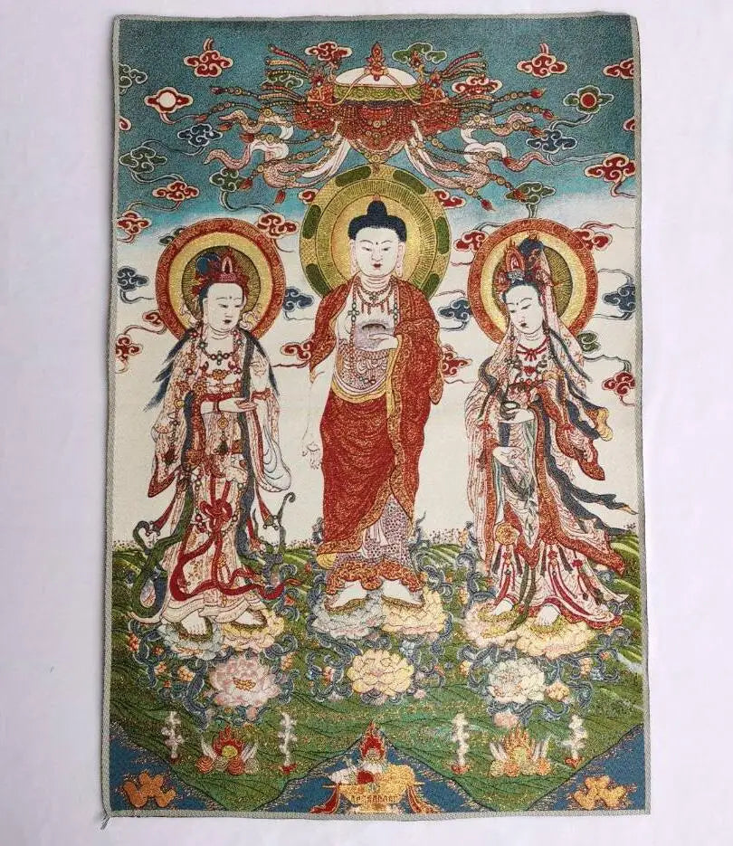 Archaize Three Saints Buddha embroidery Hanging Images crafts