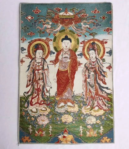 Archaize Three Saints Buddha embroidery Hanging Images crafts