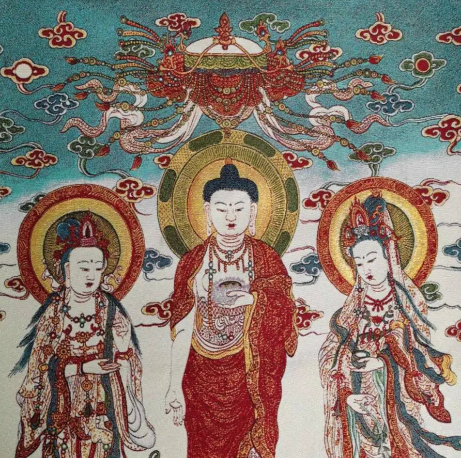 Archaize Three Saints Buddha embroidery Hanging Images crafts