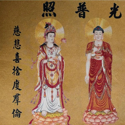 Archaize Three Saints Buddha embroidery Hanging Images crafts