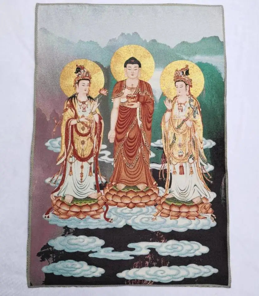 Archaize Three Saints Buddha embroidery Hanging Images crafts