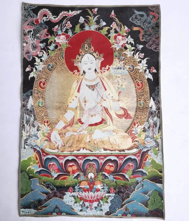 Archaize White Tara Buddha embroidery Hanging Images crafts