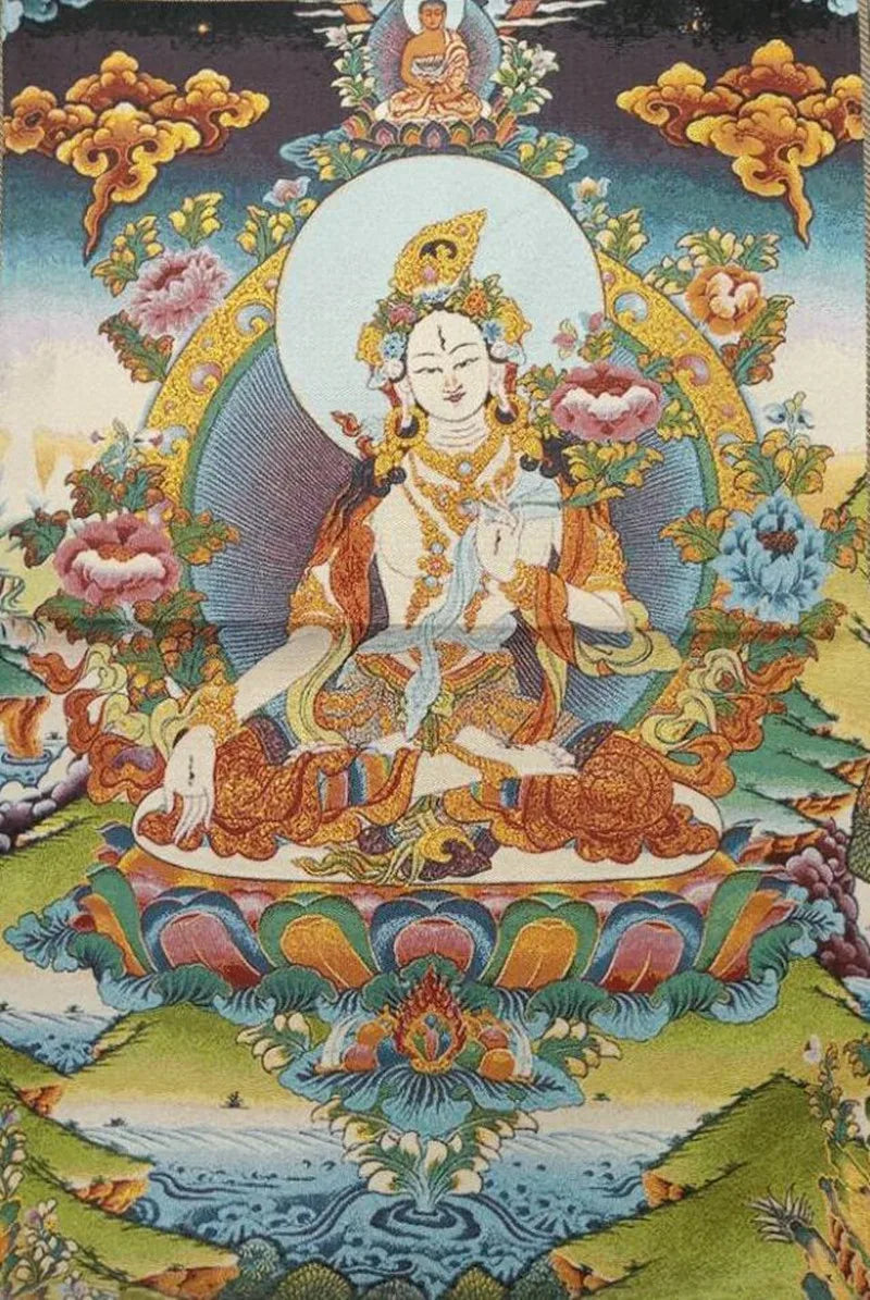 Archaize White Tara Buddha embroidery Hanging Images crafts