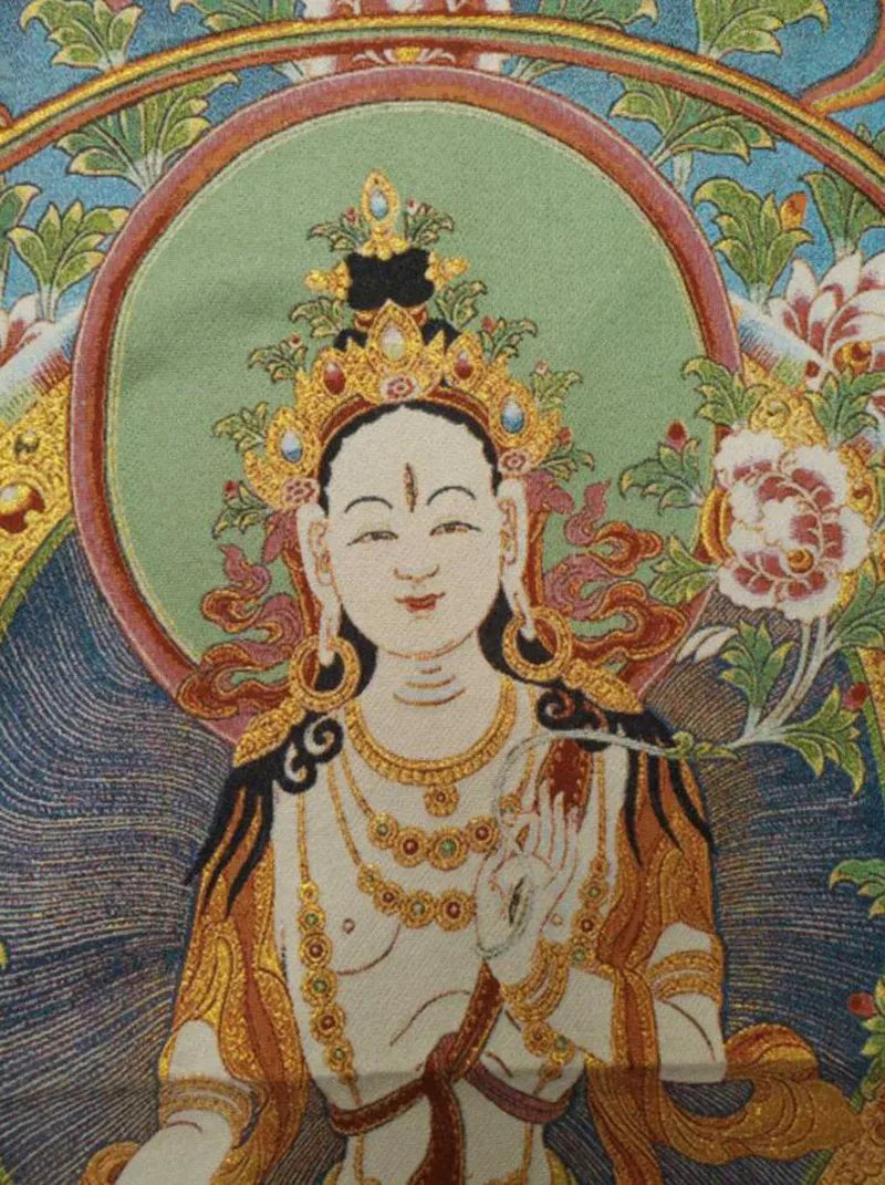 Archaize White Tara Buddha embroidery Hanging Images crafts