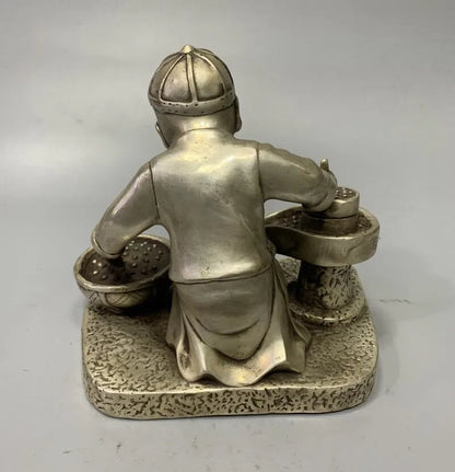 Archaize White copper boy push millstone crafts statue