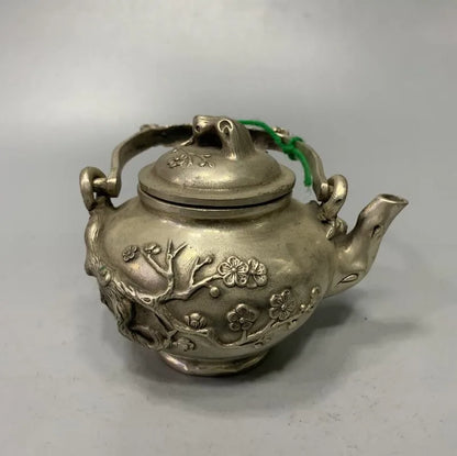 Archaize White copper plum blossom teapot crafts statue