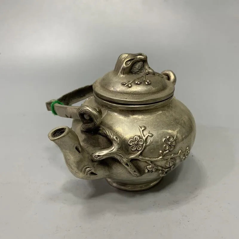 Archaize White copper plum blossom teapot crafts statue