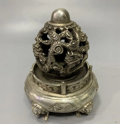 Archaize White copper rotating dragon wealth crafts statue