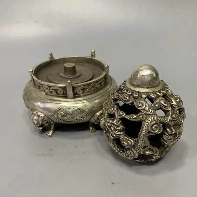 Archaize White copper rotating dragon wealth crafts statue